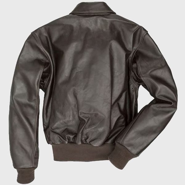 Blouson aviateur en cuir marron A2