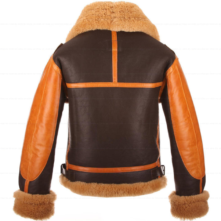 Blouson aviateur en peau de mouton marron bicolore B3 RAF