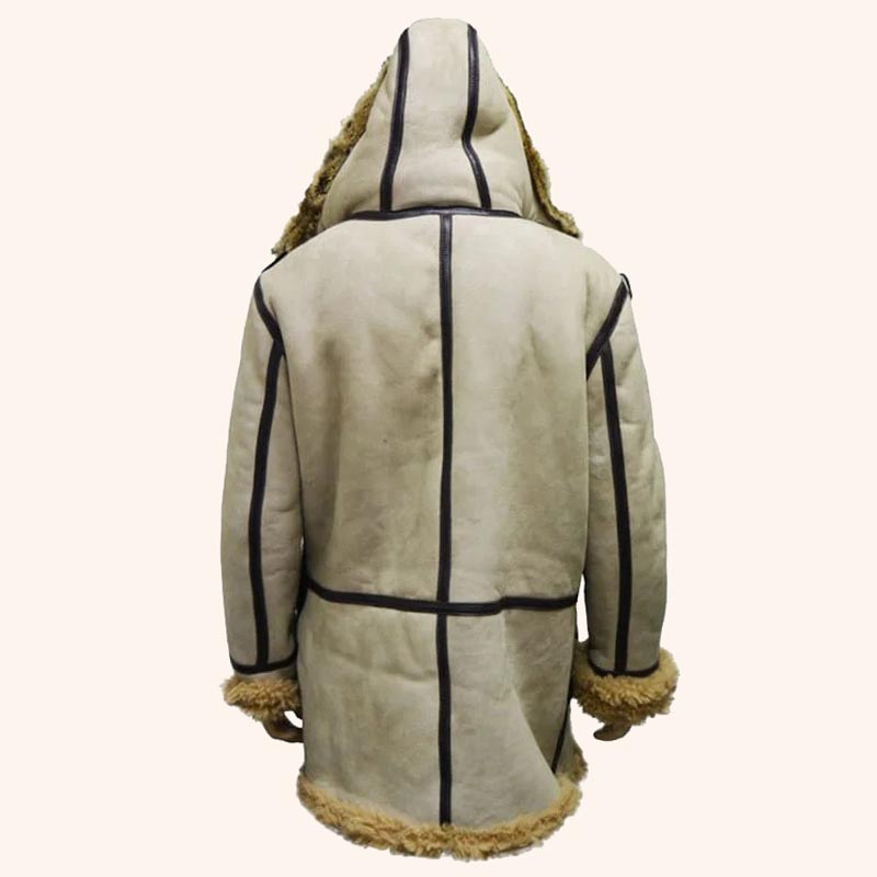 Blouson aviateur en peau de mouton véritable B7 avec capuche