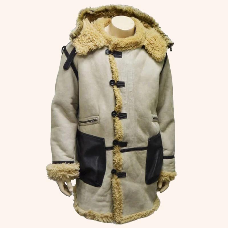 Blouson aviateur en peau de mouton véritable B7 avec capuche