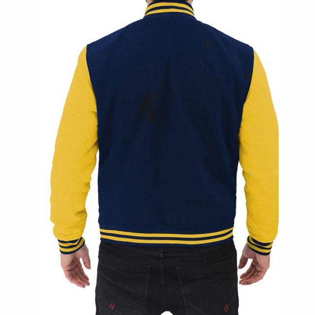 Veste de baseball bleu marine et jaune