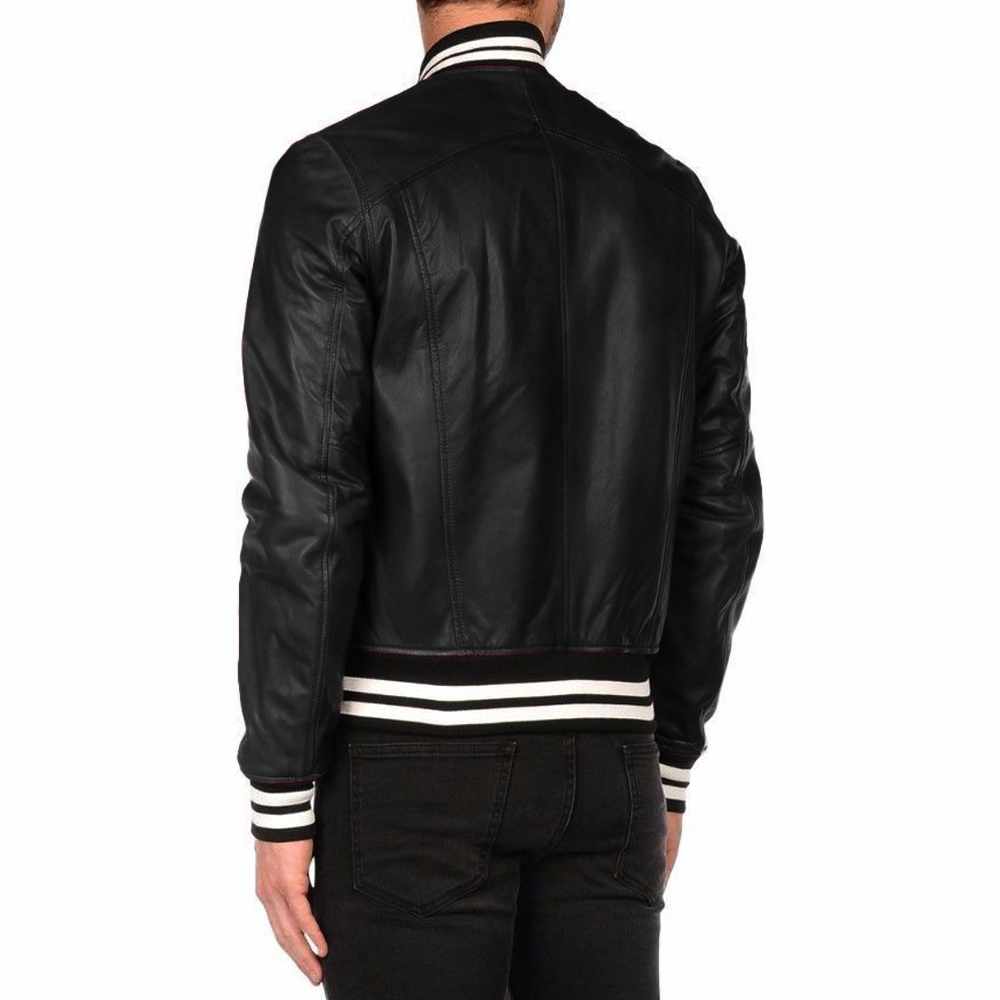 Veste en cuir tendance Letterman Varsity Bomber pour homme