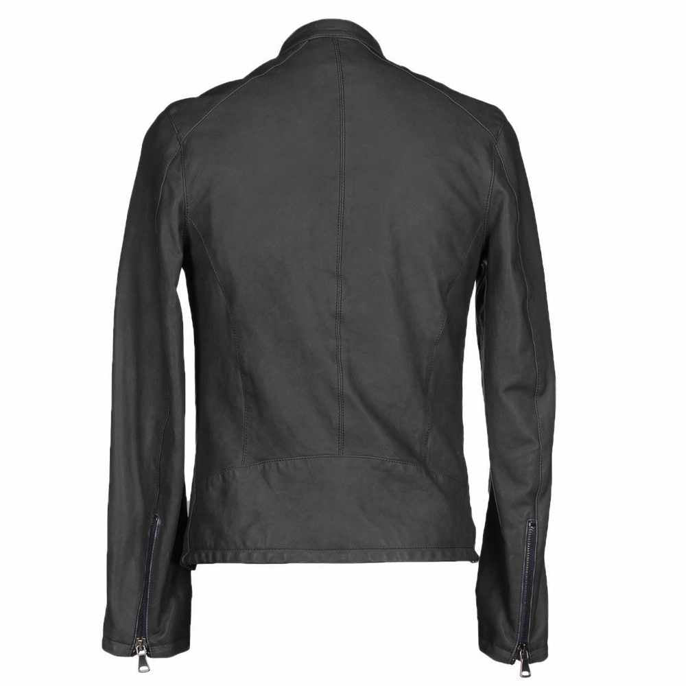 Veste en cuir de motard à coupe ajustée pour homme