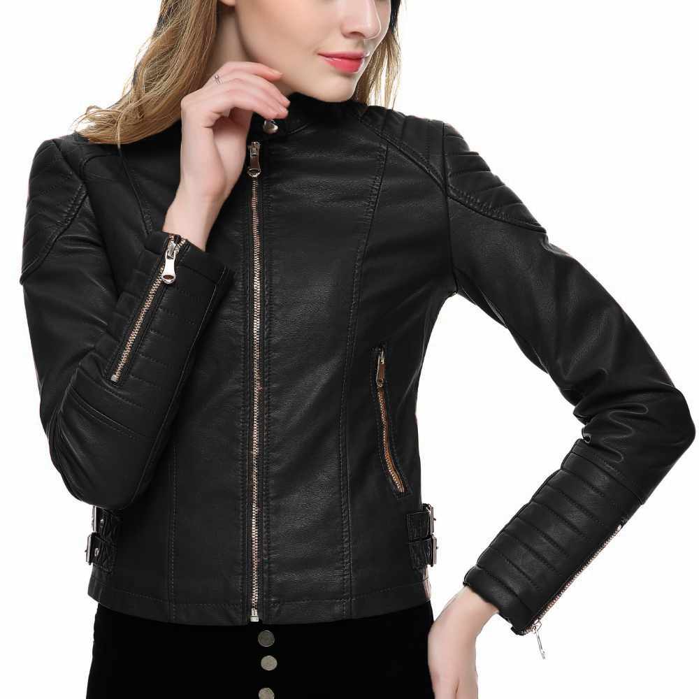 Vestes en cuir à la mode pour femmes, coupe slim, pour moto