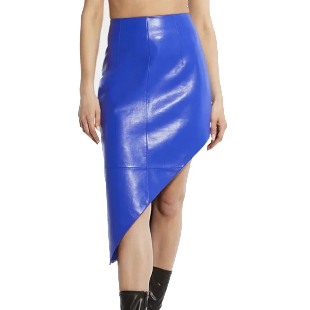 Jupe en cuir bleu pour femme