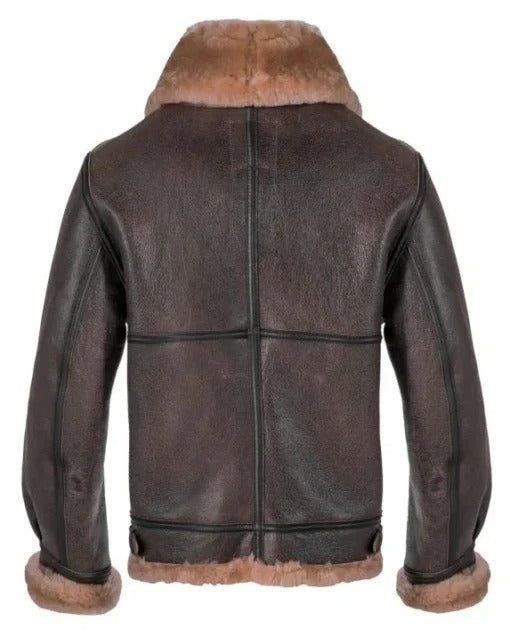 Blouson aviateur en cuir de mouton marron classique B-3