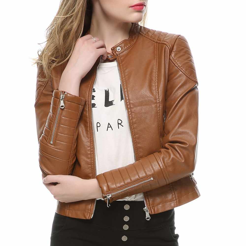 Vestes en cuir à la mode pour femmes, coupe slim, pour moto