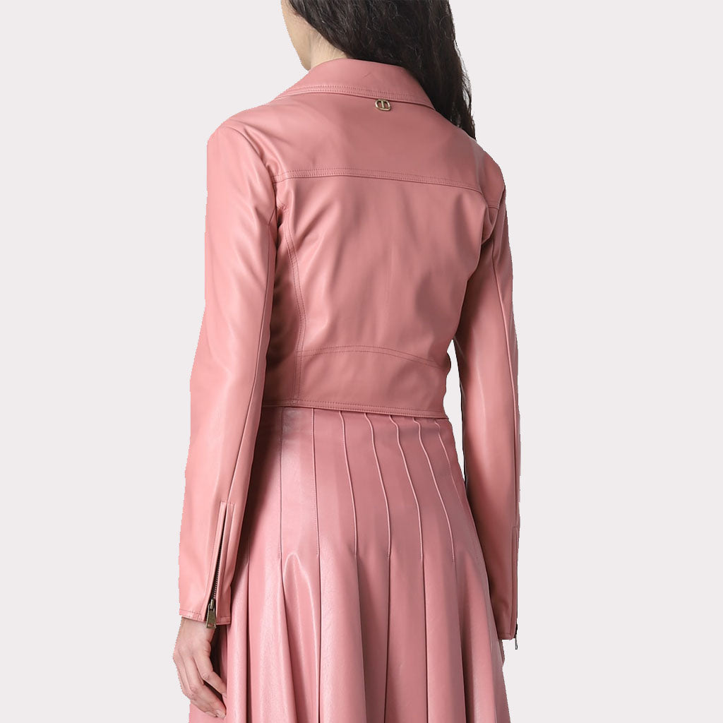 Veste en cuir minimaliste rose chic - Collection Patel