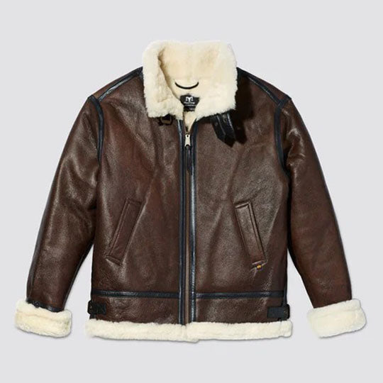 Blouson aviateur en cuir classique B-3 Flight pour homme