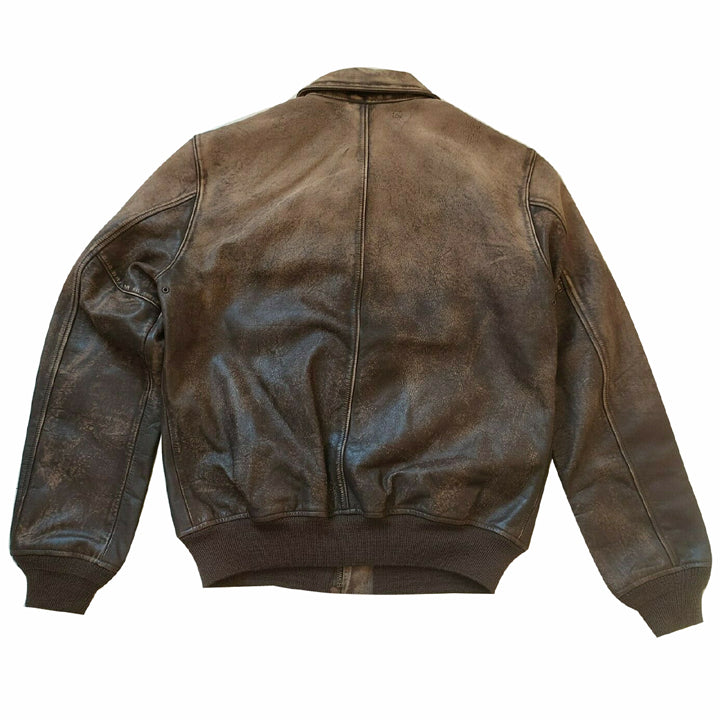 Blouson aviateur en cuir vieilli