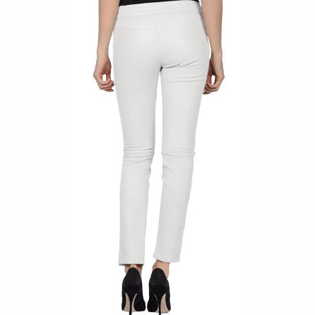 Pantalon en cuir blanc élégant pour femme