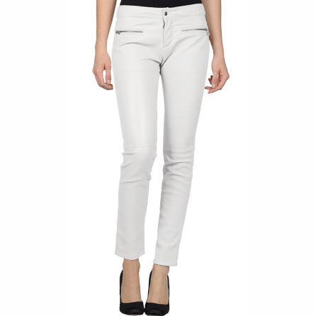 Pantalon en cuir blanc élégant pour femme