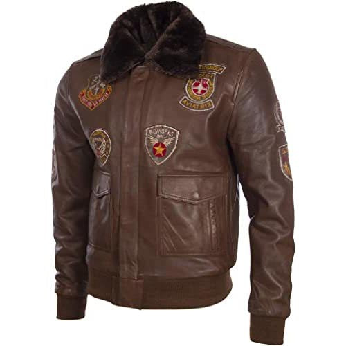 Veste aviateur en cuir véritable pour homme