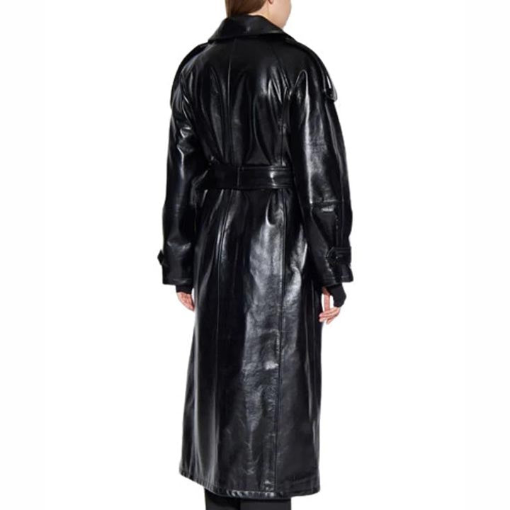 Trench-coat en cuir véritable pour femme