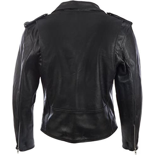 Veste motard ceinturée en cuir véritable pour homme