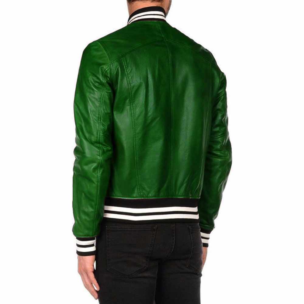 Veste en cuir tendance Letterman Varsity Bomber pour homme