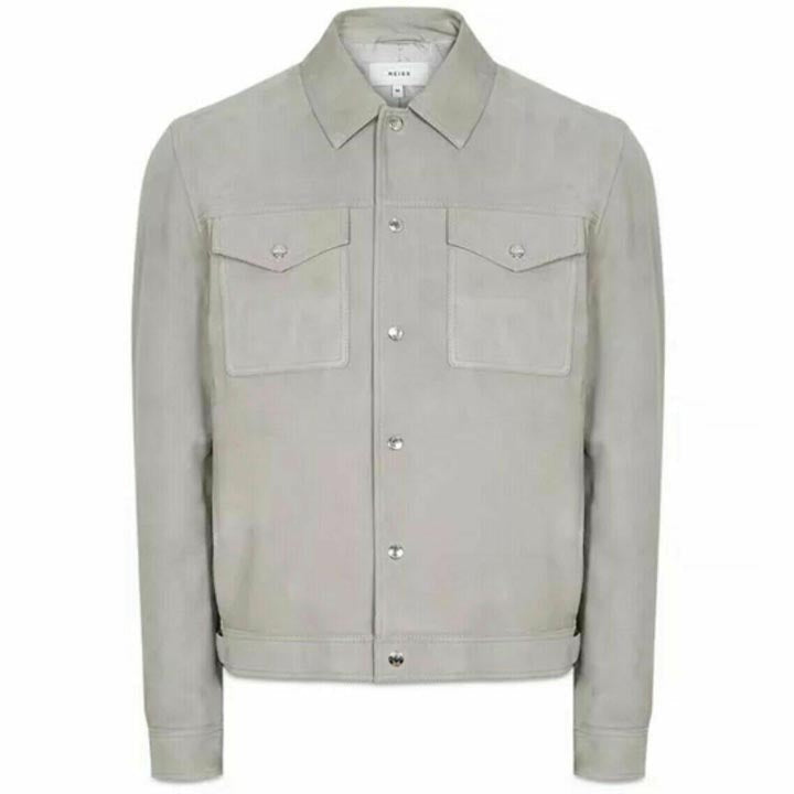 Grey Suede Leather Shirt for Men