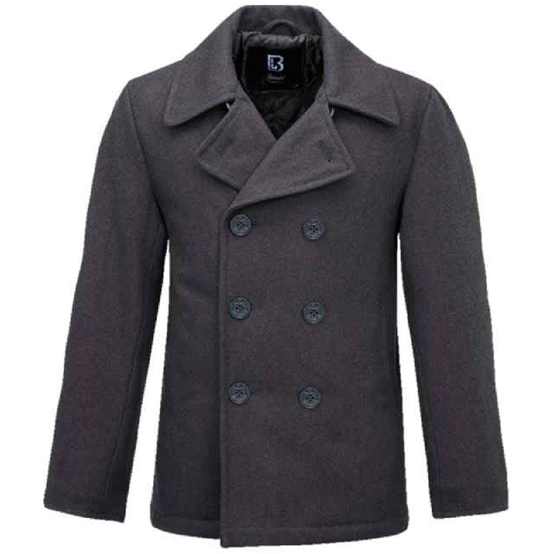 Manteau croisé en laine grise