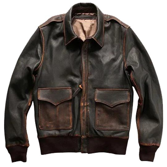 Blouson aviateur militaire en cuir marron pour homme Aviator A2