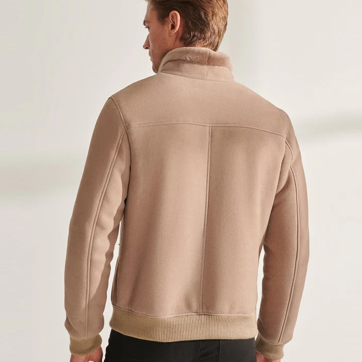 Blouson aviateur en cuir de mouton retourné B3 pour homme