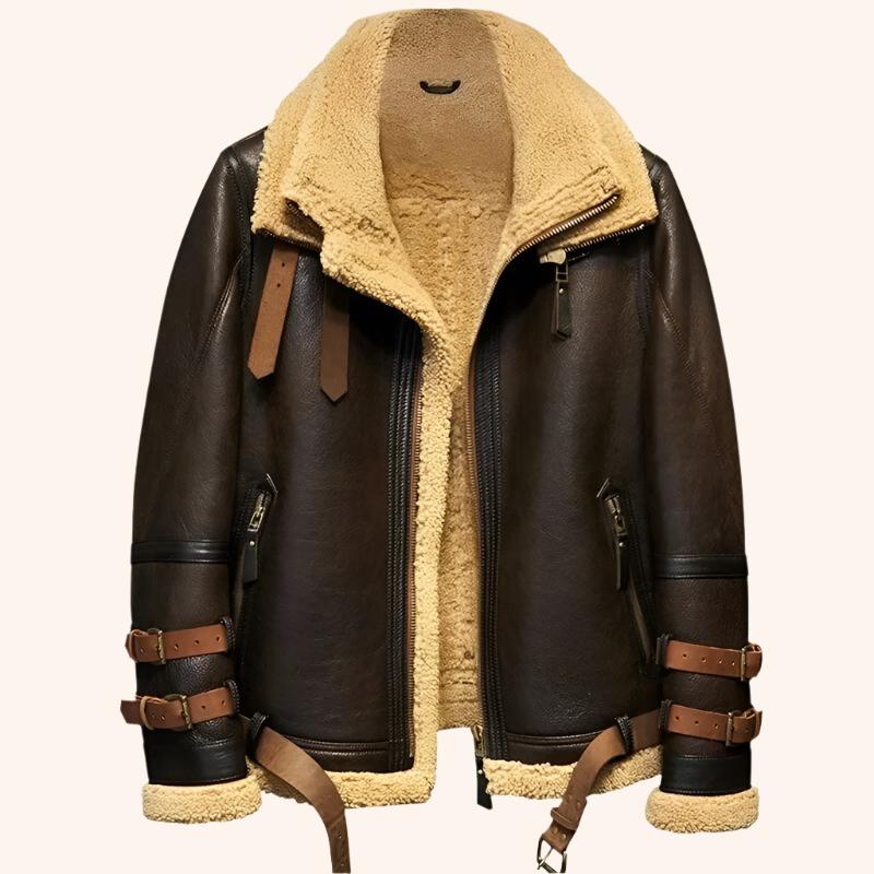 Veste de vol en peau de mouton B3 pour homme avec laine importée