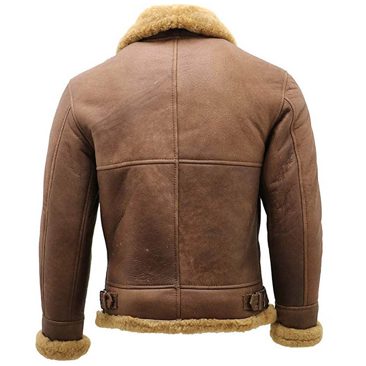 Blouson aviateur en peau de mouton marron de la Seconde Guerre mondiale pour homme