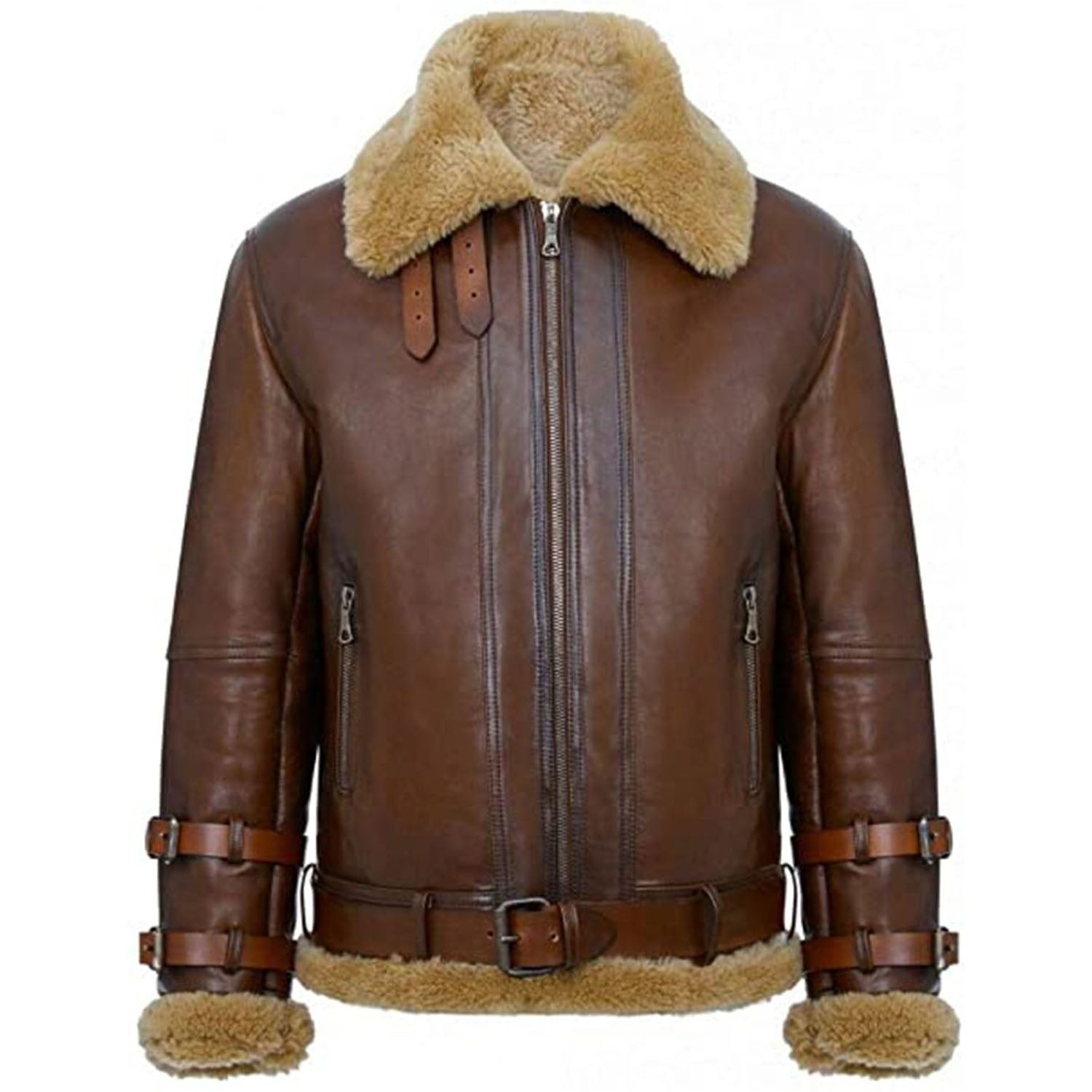 Veste aviateur en cuir marron Airforce RAF B3 pour homme