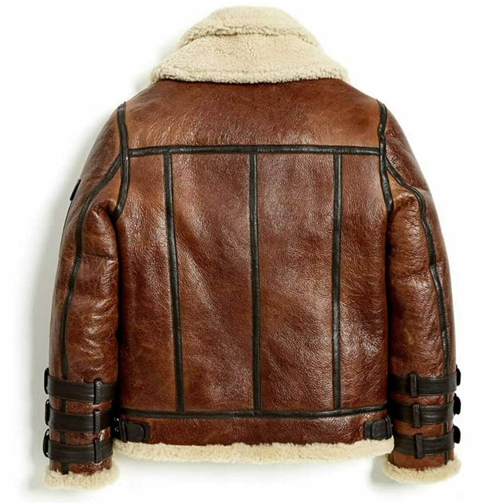 Blouson de moto aviateur en peau de mouton retournée à double col B3 pour homme