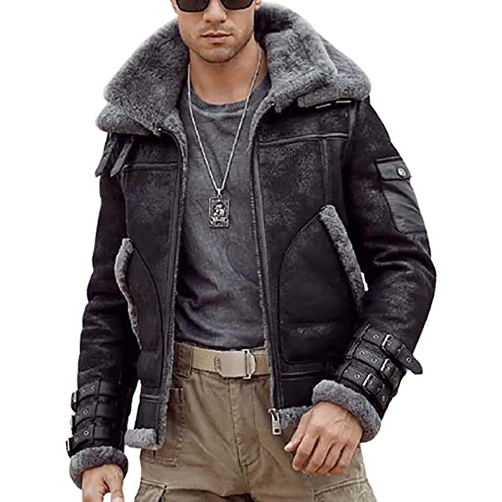 Blouson aviateur en cuir et peau de mouton pour homme B3 RAF Aviator