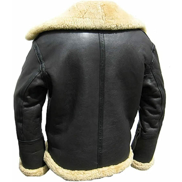 Veste en peau de mouton retournée noire B3 RAF Aviator Bomber Pilot Flight pour homme