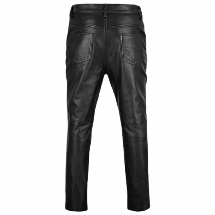 Schwarze Bikerhose aus Leder für Herren