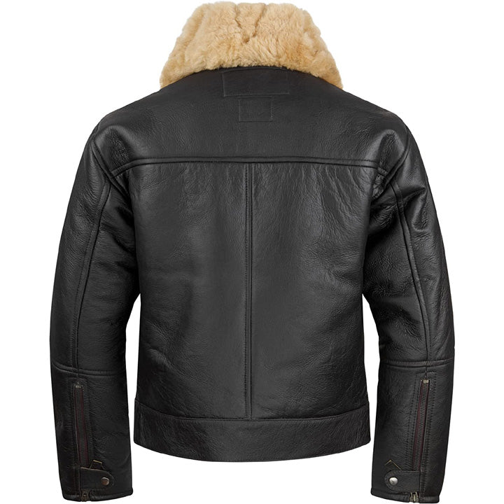 Veste de vol en peau de mouton noire pour homme