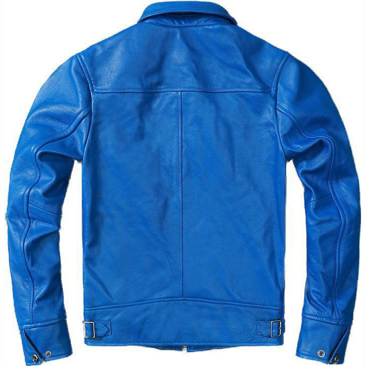 Veste de moto Cafe Racer bleue pour homme, style camionneur