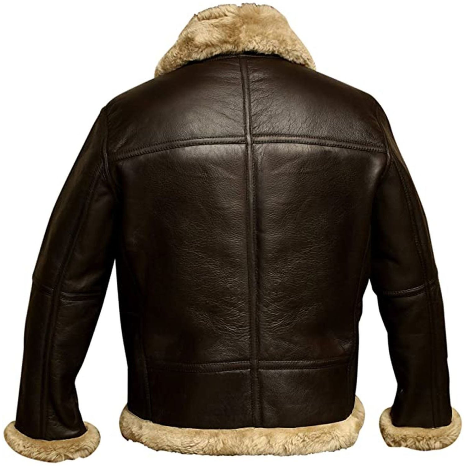 Blouson aviateur en cuir et peau de mouton retournée marron B3 RAF pour homme