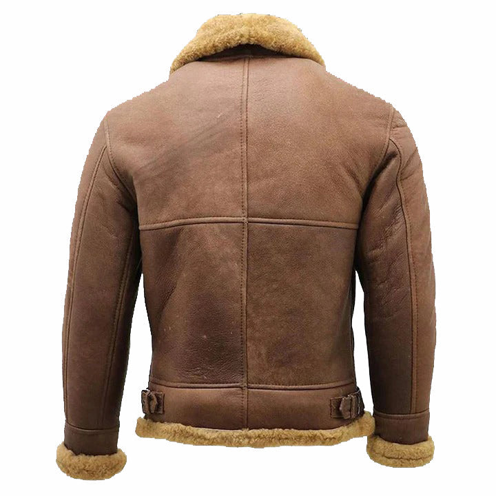 Veste aviateur en peau de mouton marron B3 pour homme