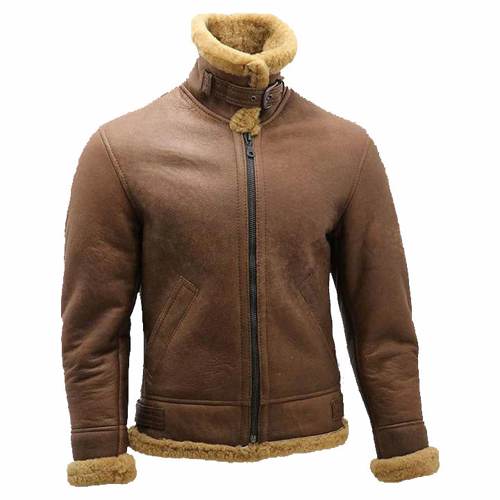 Veste aviateur en peau de mouton marron B3 pour homme