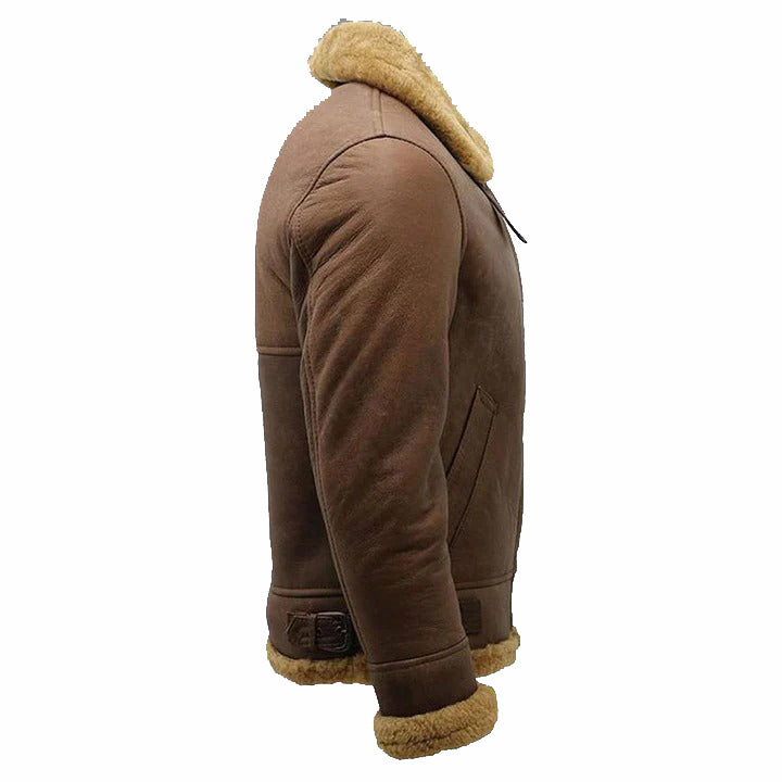 Veste aviateur en peau de mouton marron B3 pour homme