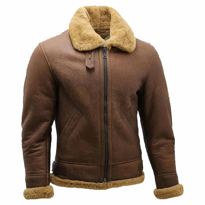 Veste aviateur en peau de mouton marron B3 pour homme