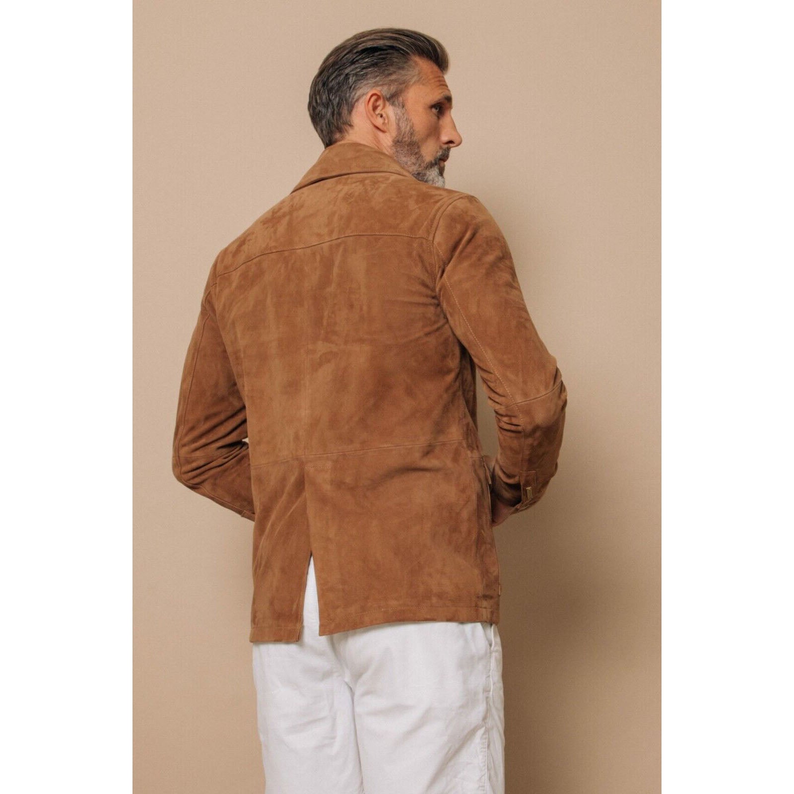 Men's Brown Field Leather Jacket in Pure Suede