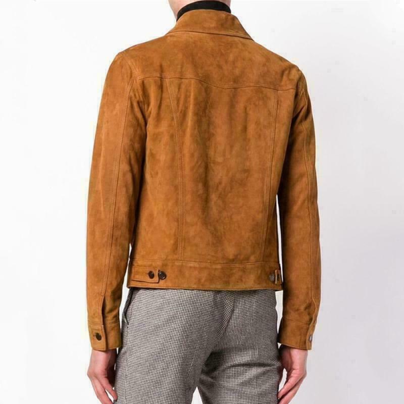 Veste de camionneur en daim marron pour homme