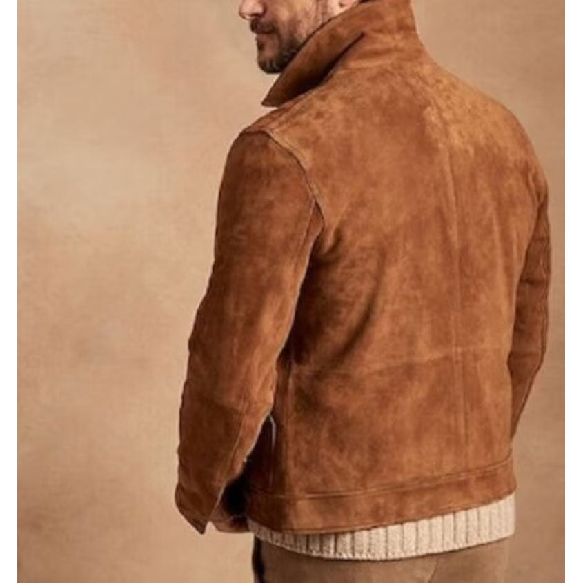 Veste de camionneur en daim marron pour homme