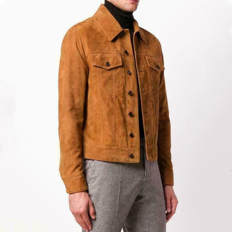 Veste de camionneur en daim marron pour homme