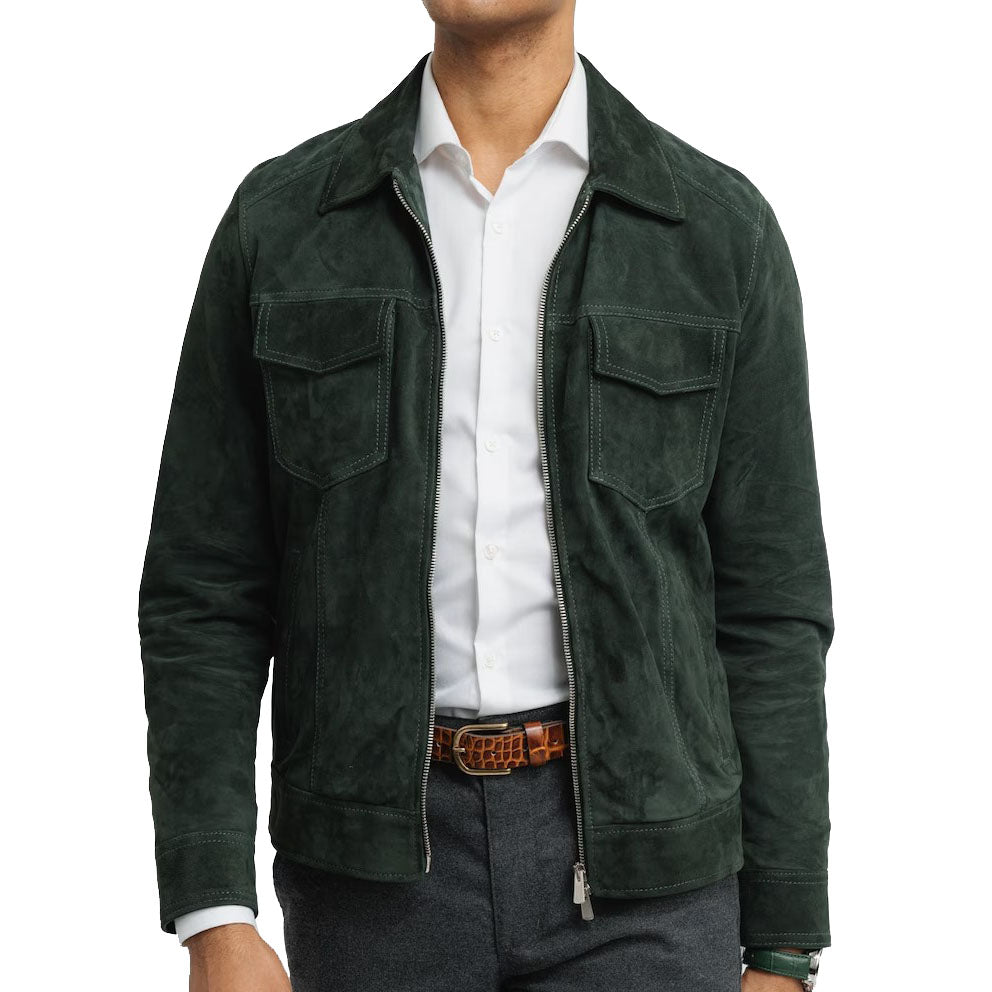 Veste camionneur en daim de style western classique pour homme