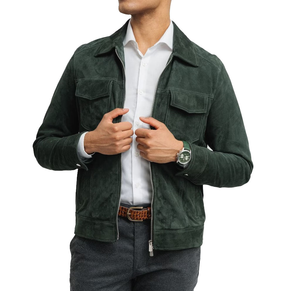 Veste camionneur en daim de style western classique pour homme