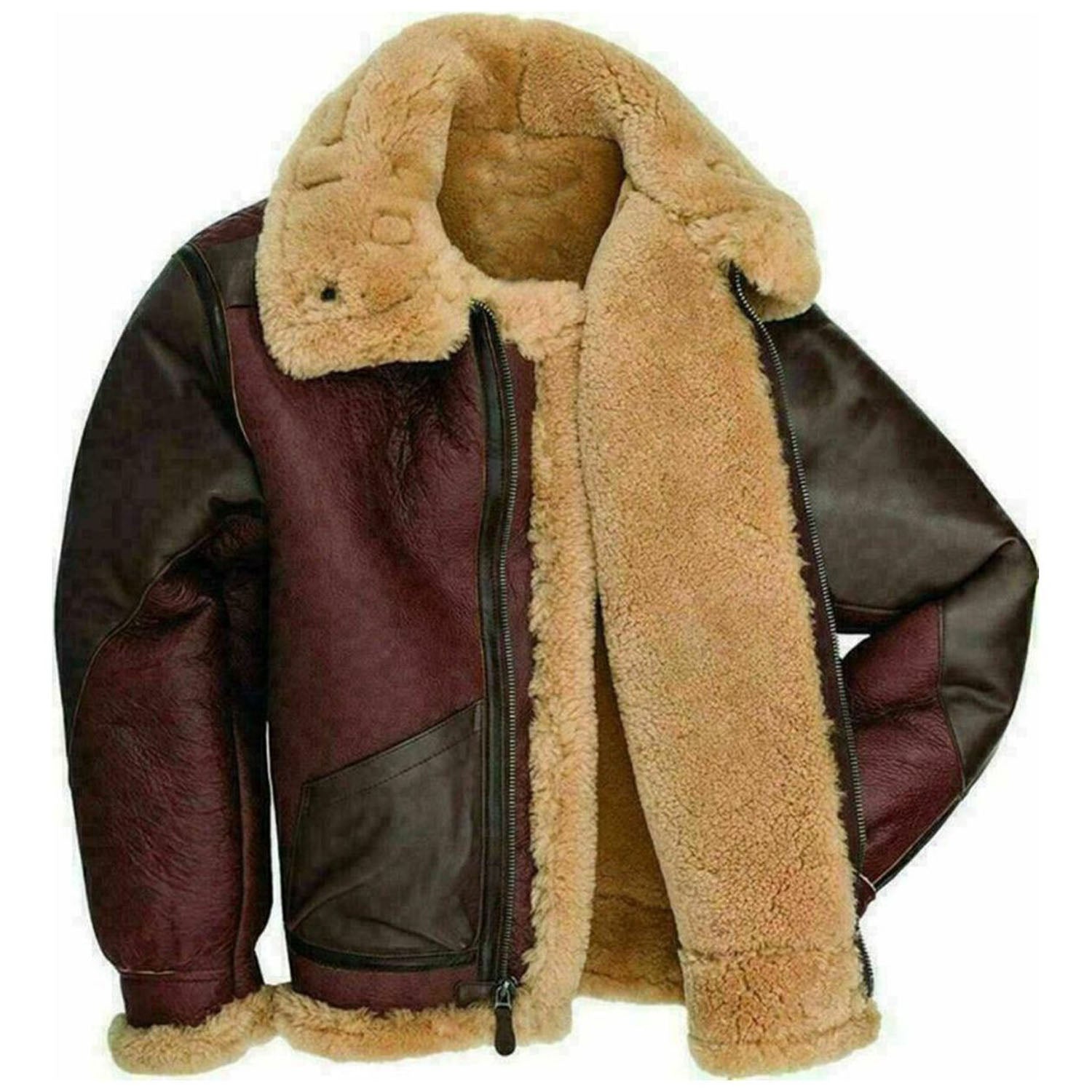 Veste en cuir de mouton marron Cockpit pour homme