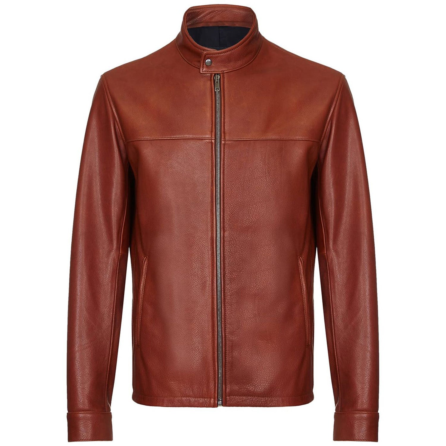 Veste de motard unie marron foncé pour homme