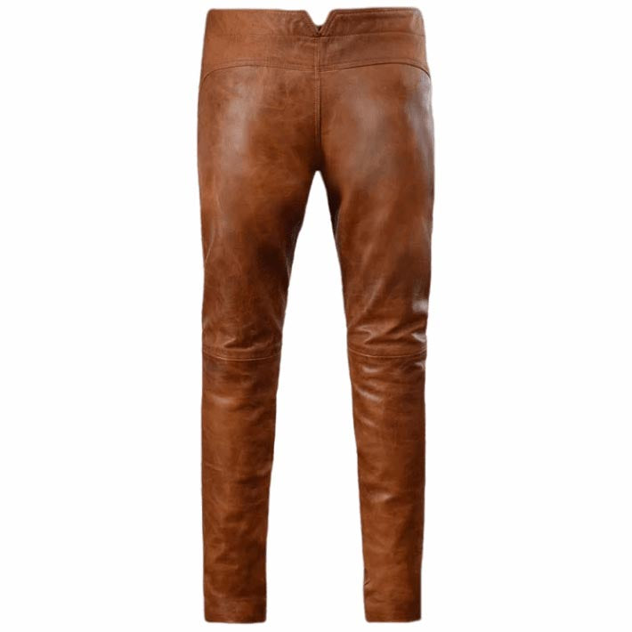 Braune Distressed-Lederhose für Herren