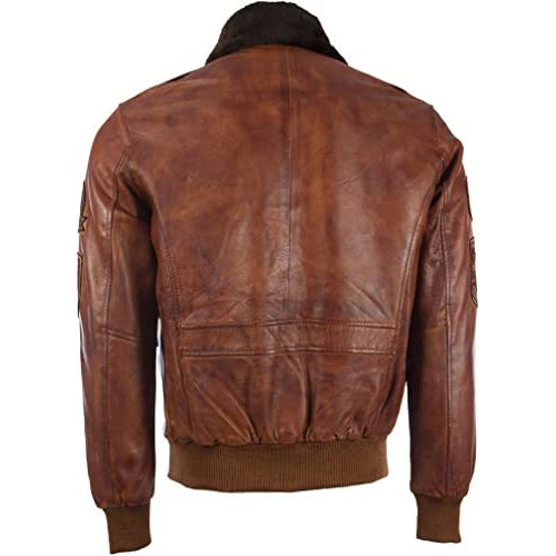 Blouson aviateur en cuir véritable pour homme