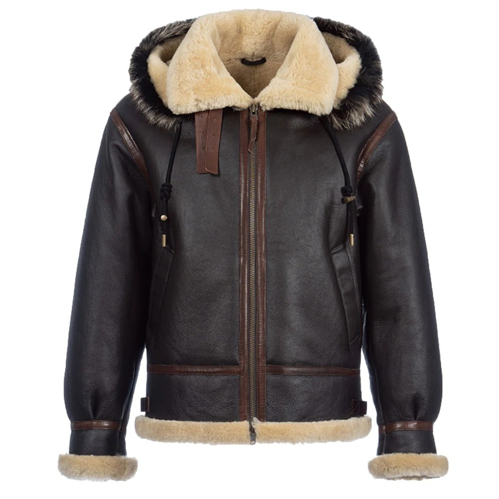 Manteau à capuche en peau de mouton pour homme B3 Pilot