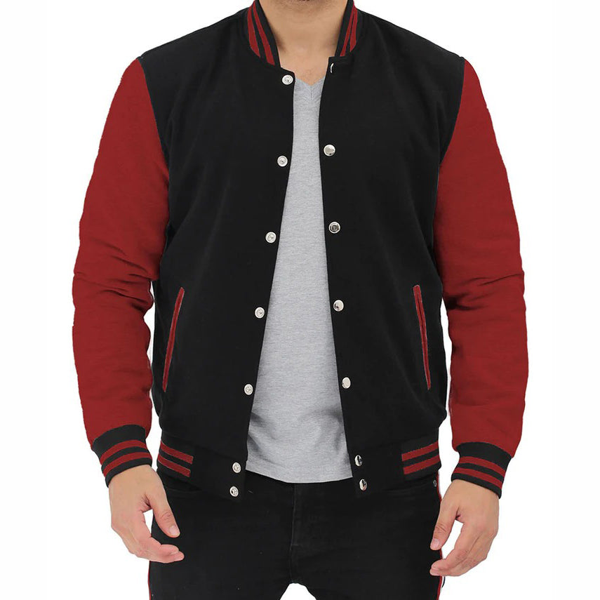 Veste de baseball universitaire marron et noire pour hommes